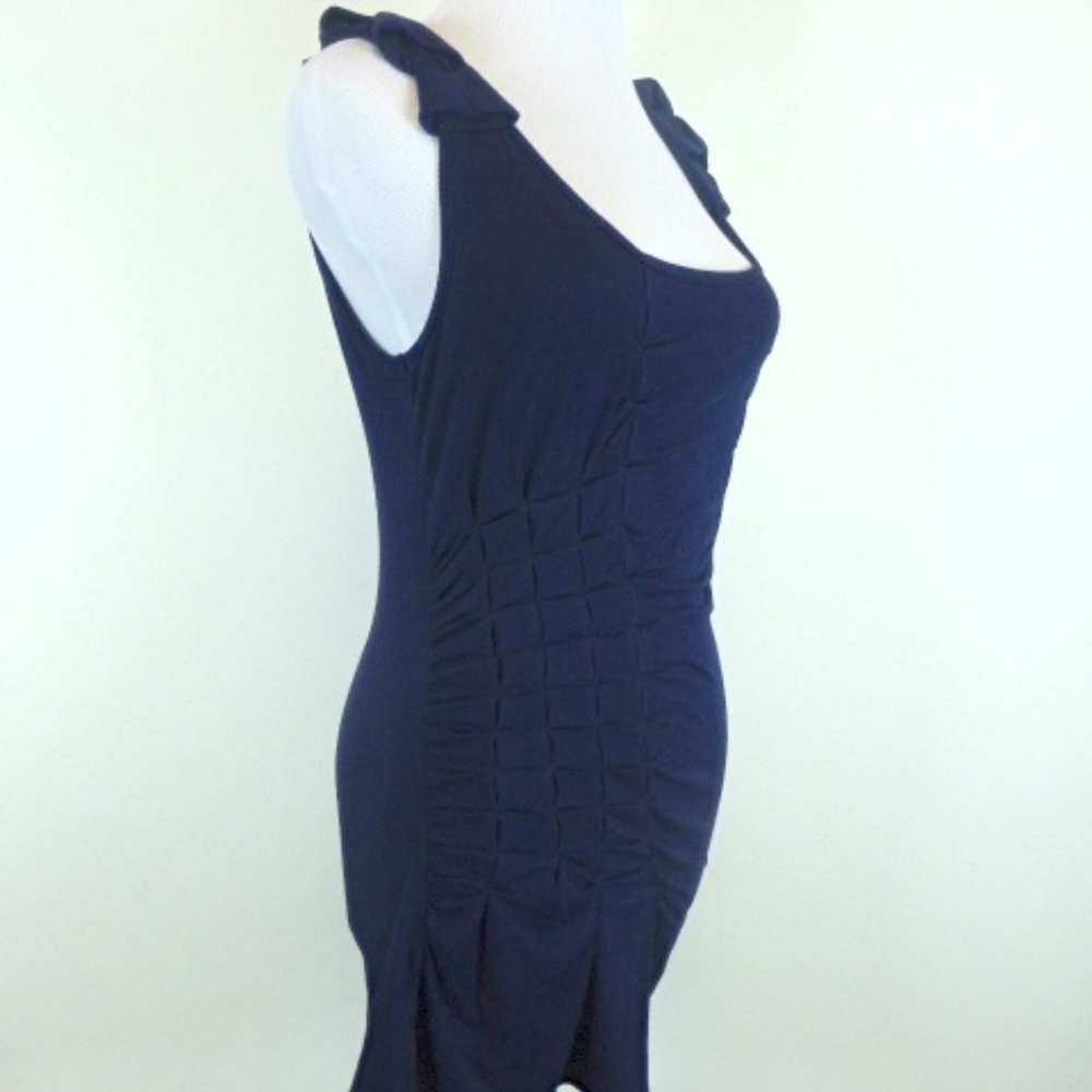 BARASCHI NAVY LONG STRETCH TUNIC TOP Mini Sleeveless Dress S